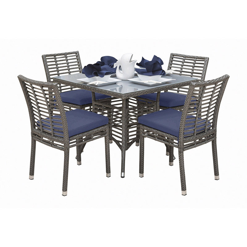Square 4 - Person Outdoor Dining Set, Canvas Navy Sunbrella® Canvas