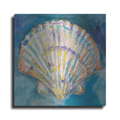 Art mural en métal Rosecliff Heights «Scallop Shell Crop» par Jeanette Vertentes
