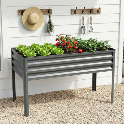 Boîte à fleurs d'extérieur à hauteur de taille de 31,5 po Oretha: lit de jardin surélevé en acier galvanisé pour un jardinage de patio et de balcon sans effort
