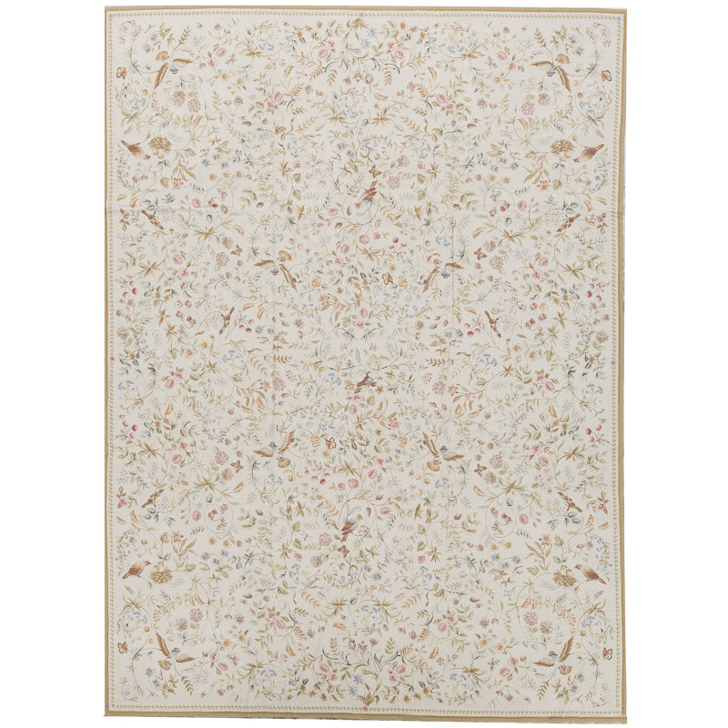Hand-Knotted High-Quality Beige and Beige Area Rug
