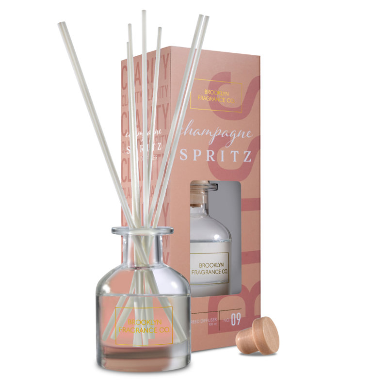 Brooklyn Fragrance Co. Scent Reed Diffuser - Long Lasting Premium Fragrance – Champagne Spritz Air Freshener For Home- Reed Diffuser For A Large Room - 100ml