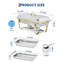 Ensemble de 4 réchauds pour buffet, ensemble de chauffe-plats 8QT avec couvercle et cadre pliable, doré-2077915162