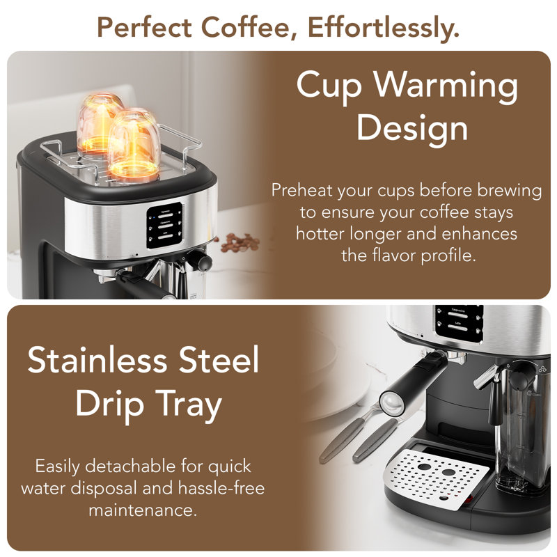 Cowsar Espresso Machine 15Bar, Cappuccino Machine with Automatic Milk Frother,3 in 1 Professional Coffee Maker with Capsule Compatible
