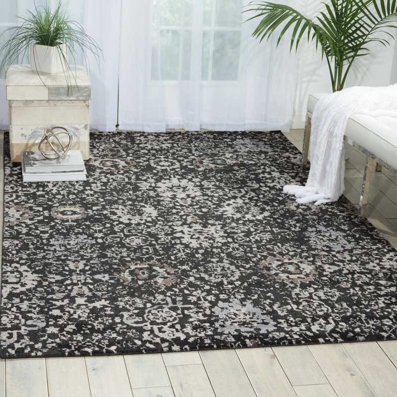 Tapis noir moderne Cannes, Rectangle 5 pi 6 po x 8 pi