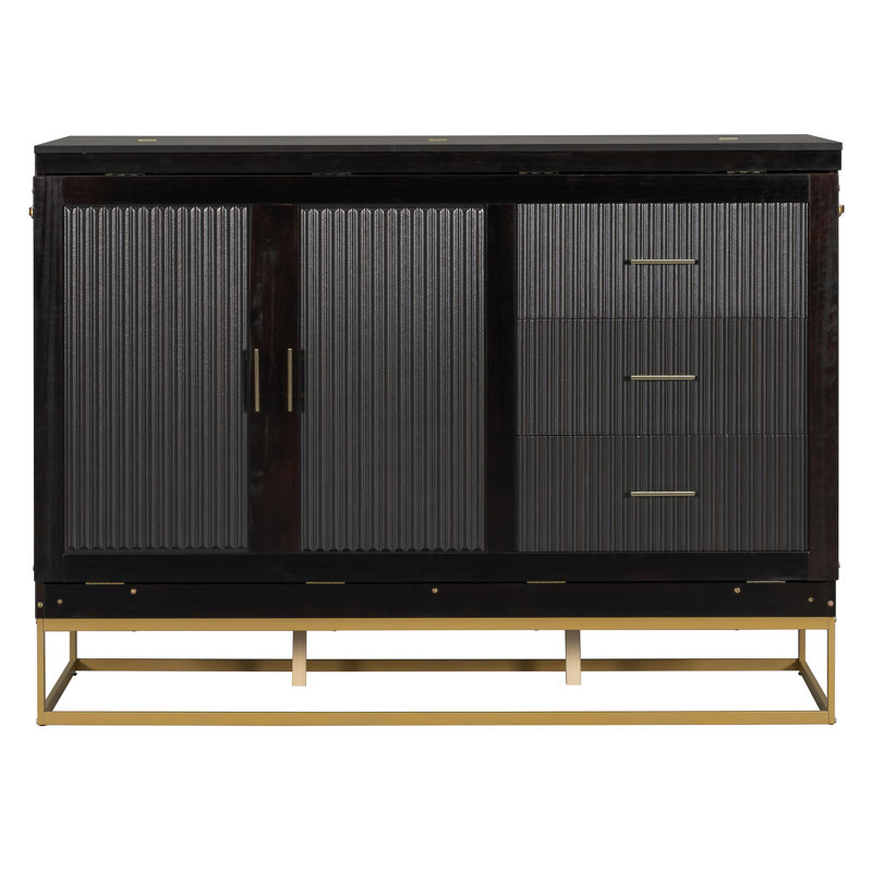 Murphy Bed with False Drawers and Safety Lock, Black