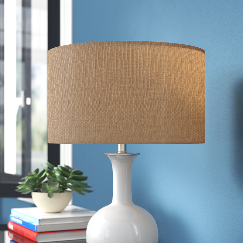Lorcan 17cm H Cotton Drum Lamp Shade ( Screw On ), Grey, 17cm H x 30cm W x 30cm D