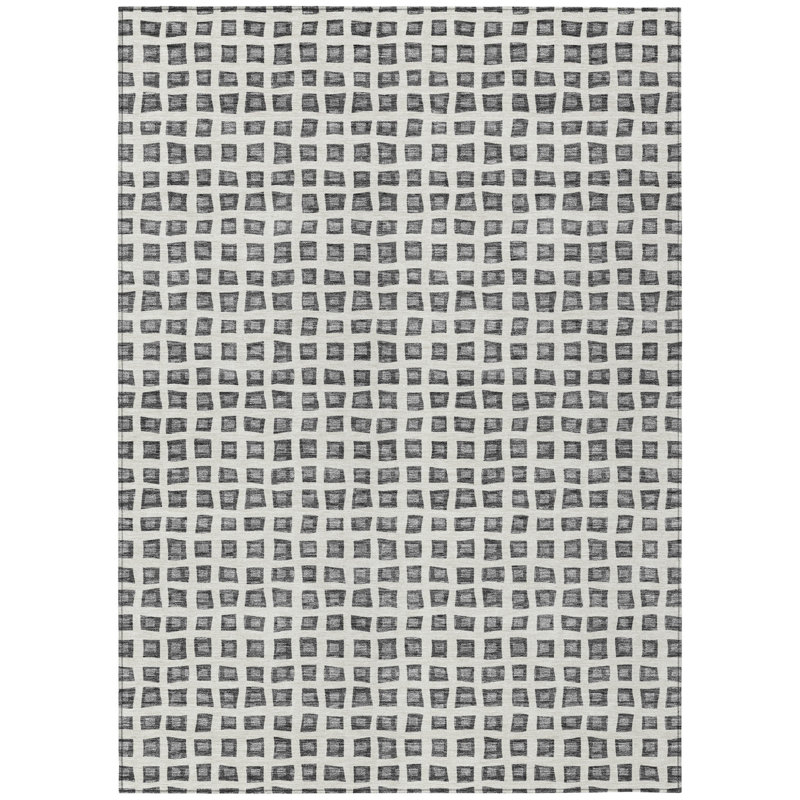 Tapis d'intérieur lavable à motif géométrique argenté 5 pi x 8 pi
