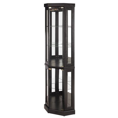 Glass Display Cabinet, Curio Cabinet,Wine & Bar Glass Storage, Bookcase With Lights,Black