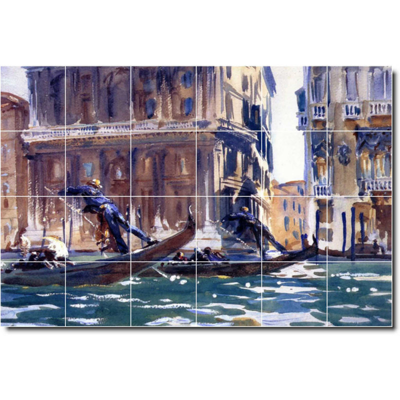 Carreau de céramique décorative 25,5 po x 17 po 4,25 po x 4,25 po, Peinture de John Sargent City W08059