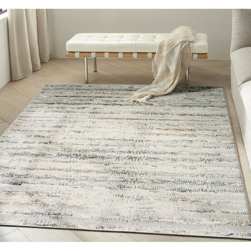 Calvin Klein CK073 Compass Ivory Multicolor Modern Indoor Rug, Rectangle 3'11" x 5'11"