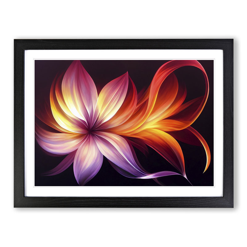 Incredible Modern Flower Abstract - Single Picture Frame Print, 46cm H x 64cm W x 2cm D, Black