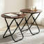 Ensemble de 2 tables d'appoint rondes et pliantes, table d'appoint pliable, petite table de bout pliante et compacte, table de collation pliable (ensemble de 2)-133085609-133754509