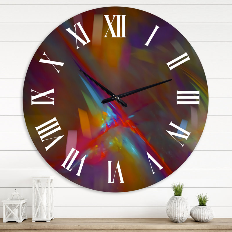 Horloge murale numérique à l'huile abstraite fractale numérique I, Surdimensionné