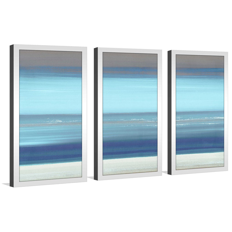 «By the Sea II», reproduction de peinture à l'acrylique à multiples images en bleu, L 52,5 po x H 33,5 po x P 1 po