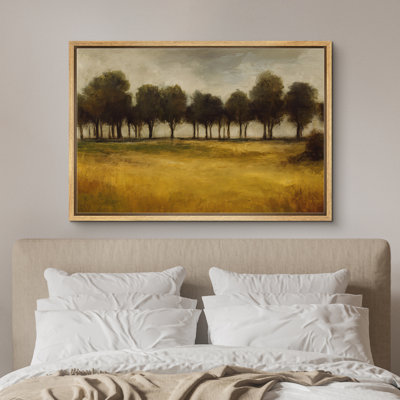 «Golden Meadow Tree Line Landscape Wall Decor», reproduction d'art sur toile encadrée