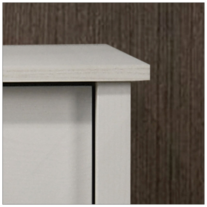Commode 6 tiroirs au fini chêne clair, Blanc