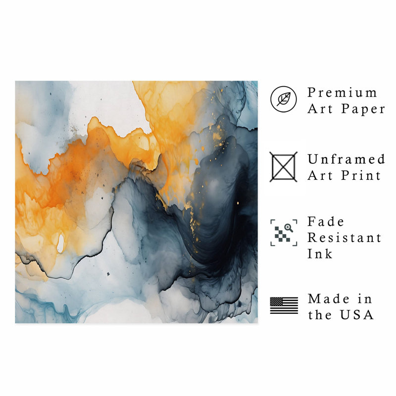 Abstract Waves Modern Unframed Art Print, 16" H x 16" W