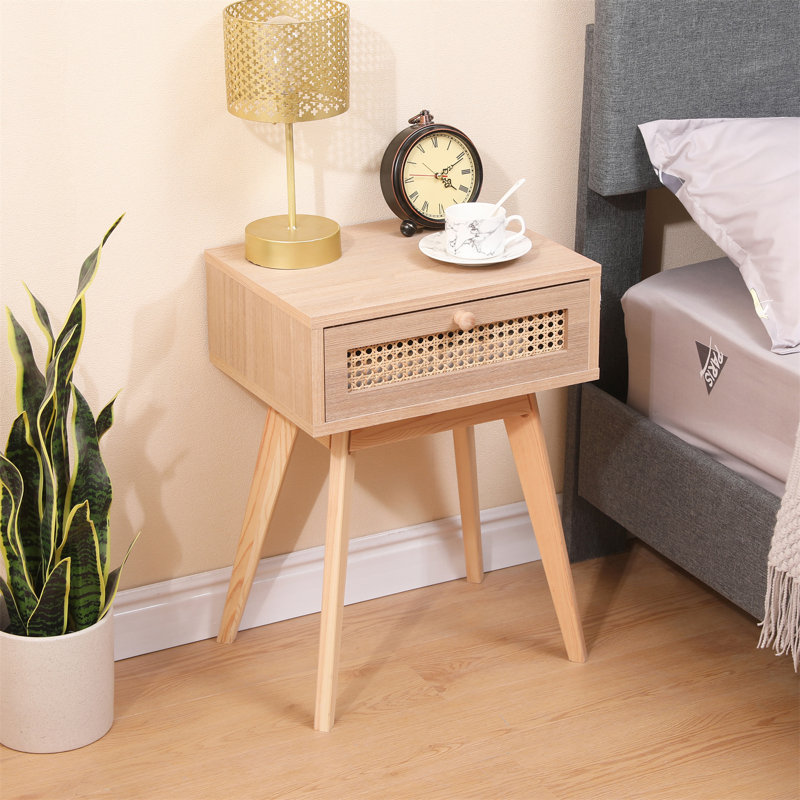 Cateisha 40cm W Bedside Table, Natural