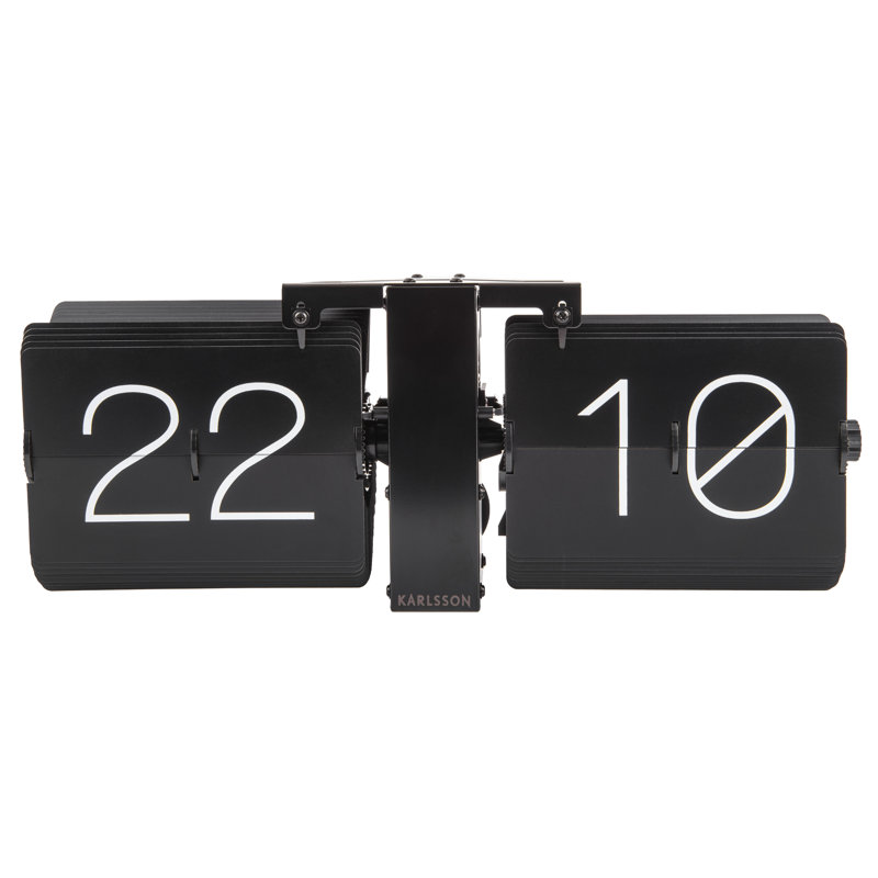 Metal Wall Clock, Black, 8.5cm H x 36cm W x 8.5cm D