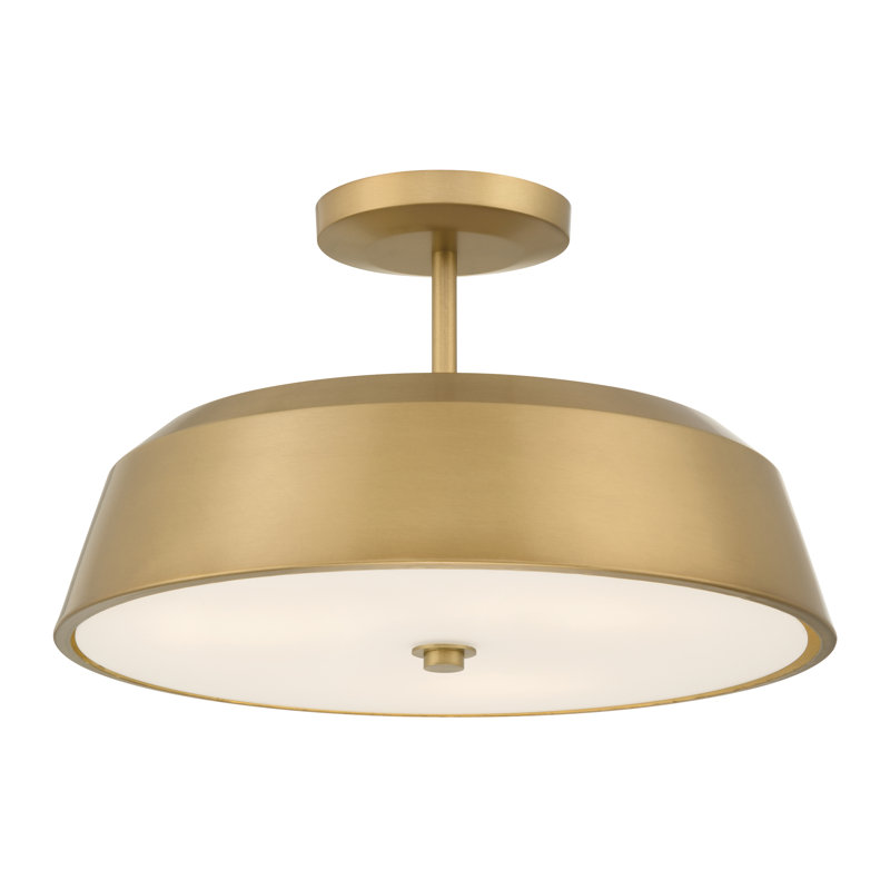 Trellwyn 15" 3-Light Semi-Flush Mount, Brass