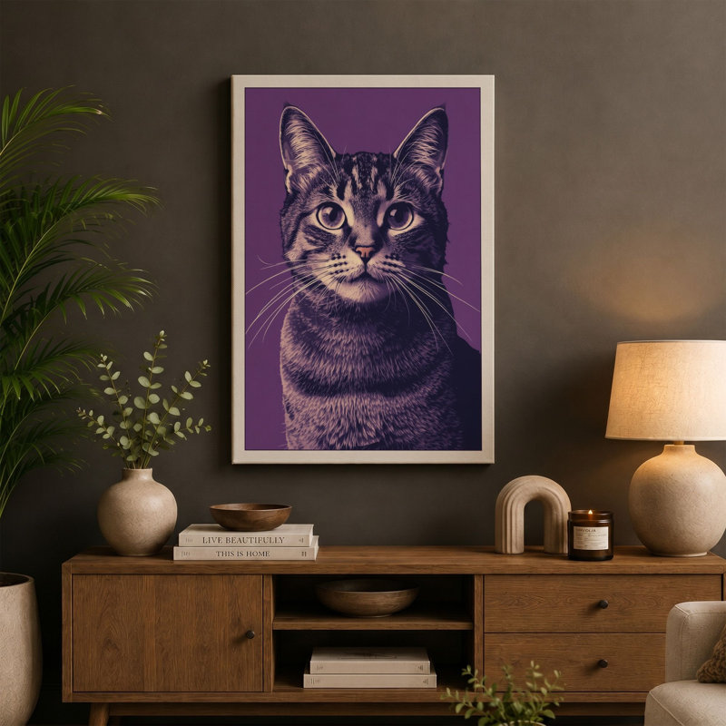 Tabby Gaze Modern - Wrapped Canvas, 18x12 - 45.7 x 30.5 cm, Taupe Border