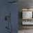 1-Spray Patterns 9.8 In. Dual Fixed And Handheld Shower Head With Bathtub Faucet 1.8 GPM In Matte Black