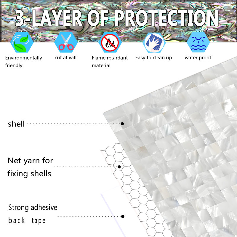Mother of Pearl Seashell Mosaic Wall Tile Ivory White