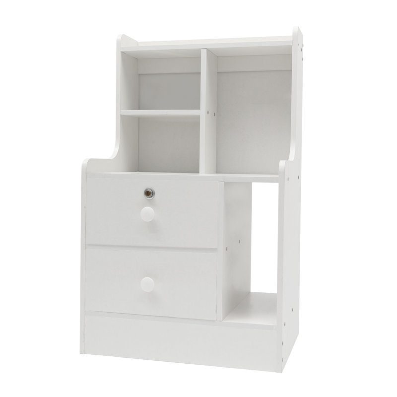 Table de chevet 2 tiroirs 27,5 po de hauteur, Blanc