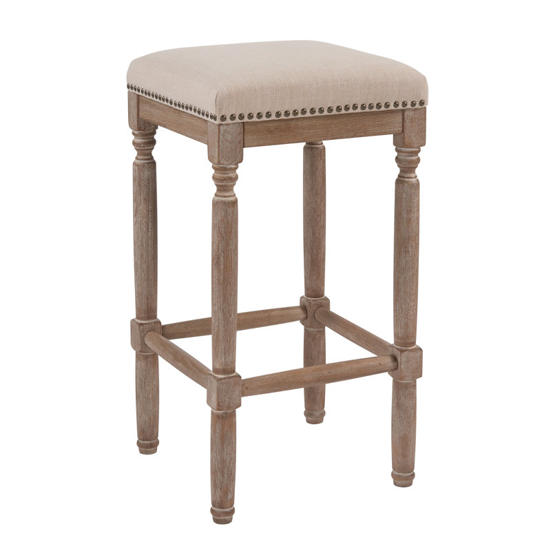 Liya 4-Piece Upholstered Counter Stool Set, Dark Cream/Walnut