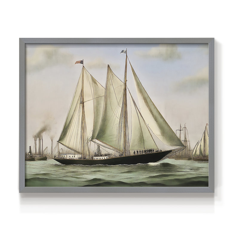 Nautical Series-CLXVI -Framed Print - Restickable, H 11 po x l 14 po, Gris