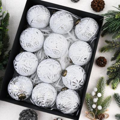 Ornements de Noël rétro pour décorations d'arbres - Boule de Noël rustique bronze pour décorations de Noël pour les fêtes à l'intérieur - paquet de 12