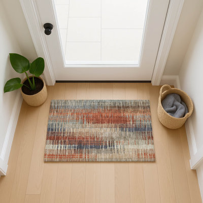 Machine Washable Indoor/Outdoor London ACN2261 Stripes Rug