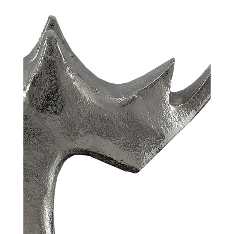 Figurine rhinocéros Kano, H 7,75 po x l 3 po x P 11 po, Argent