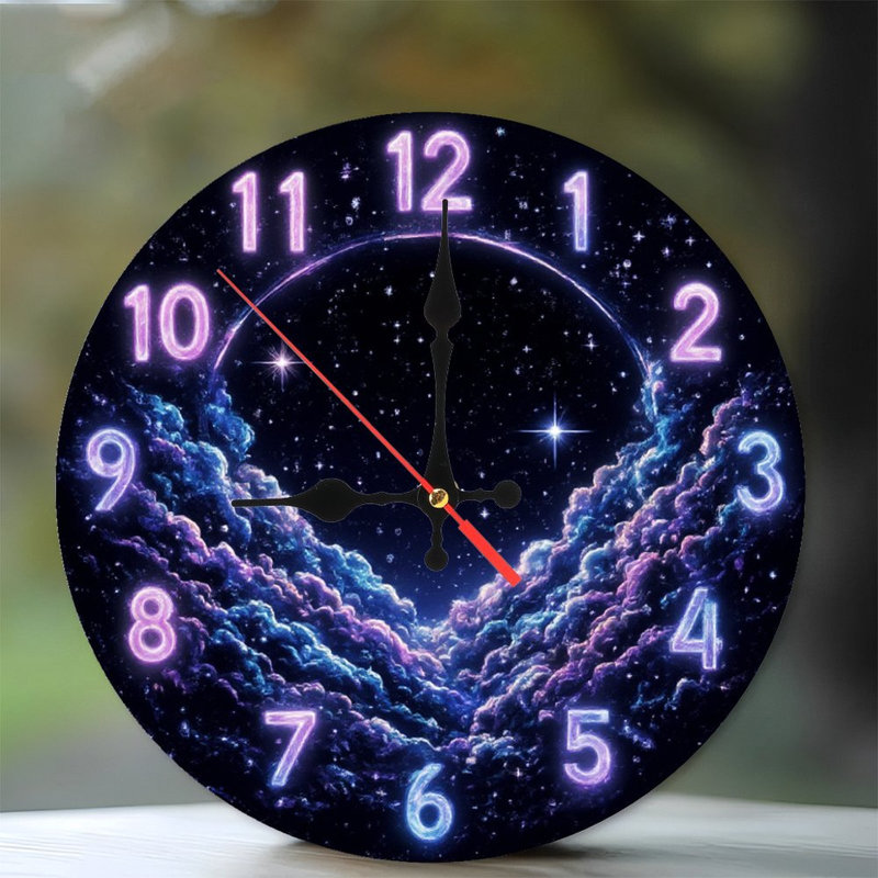 Horloge galaxie avec nuages nébuleux