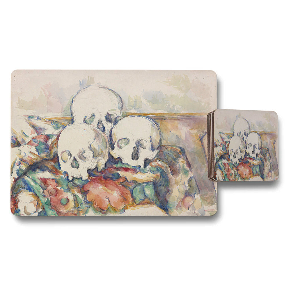 Skull Themed Placemat and Coaster Set Artwork Print