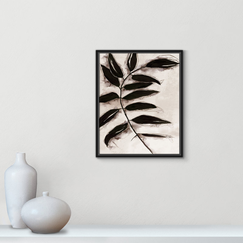 Feuilles II - Toile à cadre flottant, Cadre noir, H 21,5 po x l 17,5 po x P 2 po