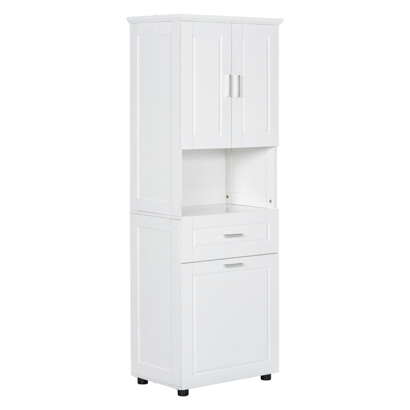 Armoire de rangement blanche avec grand panier à linge blanc