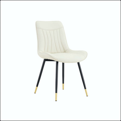 White Tech Fabric Dining Chair with Gold-Tipped Legs - Set of 2