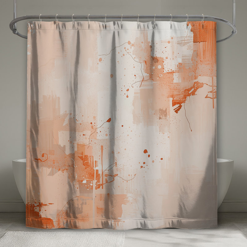 Rideaux de douche orange à éclaboussures abstraites très longs, L 70 po x H 93 po