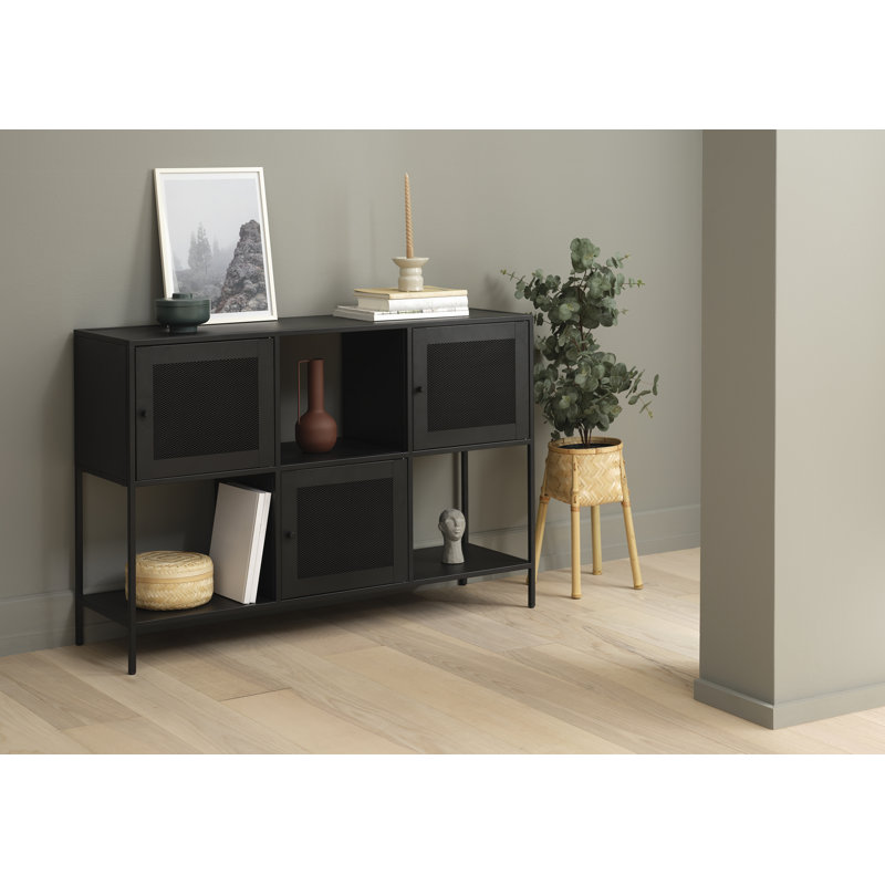 Black Steel 3-Door Adjustable Shelving Storage Cabinet