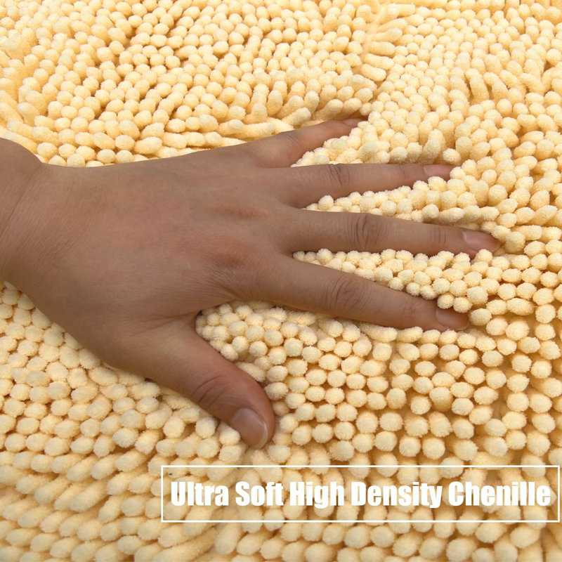 Tapis pour salle de bain Kisanet Chenillie, Jaune clair