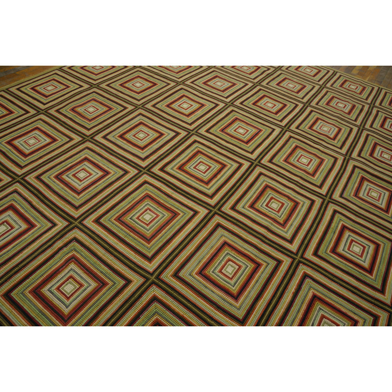 Flatweave Wool Geometric Area Rug