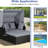 Patio Rattan Daybed With Retractable Canopy, Outdoor Wicker Sunbed Lounger With 2 Foldable Side Tables, Thick Seat & Back Cushions, Outside Double Daybed For Garden, Backyard, Porch (Grey)-1334585605
