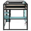 Lit mezzanine double en bois avec bureau, tablettes, ports USB et de type C, prise de courant et lumière RVB, noir et bleu-1374592643