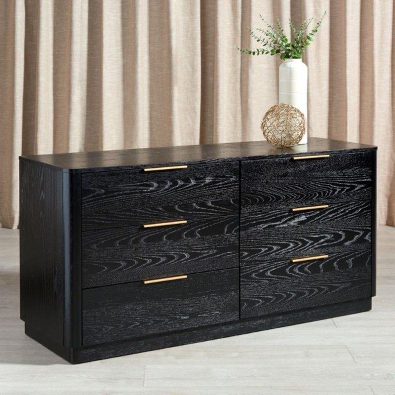 Commode à six tiroirs, Noir