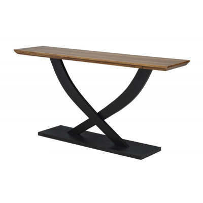 Wooden Console Table, Contemporary Sofa Table For Living Room, Entryway Accent Table With Cross Legs Design (Natural/Espresso) | Gift Idea