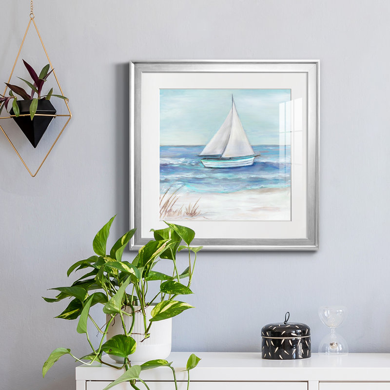 " Gulf Shores I " Painting Print, Silver, 16" H x 16" W x 1" D