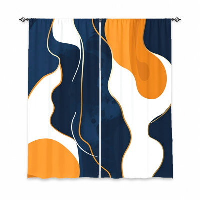 2 pièces rideaux à formes organiques abstraites, tissu double saison, motif circulaire rétro et mystérieux, protection de la vie privée filtrant la lumière, conception à passe-tringle, convient au salon, à la chambre à coucher, au balcon et à la cuisine