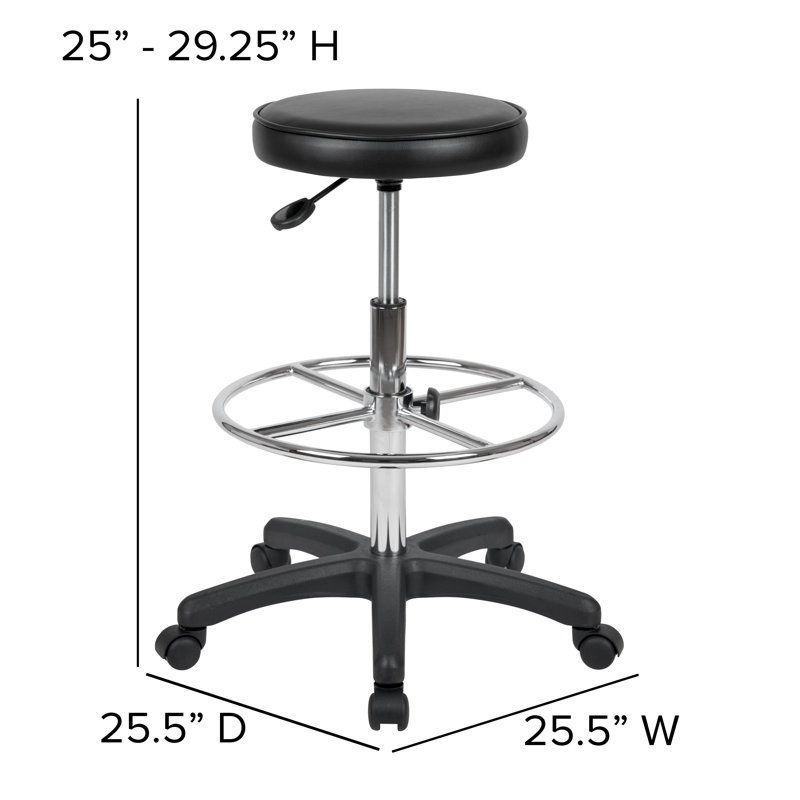 Ethelinda Adjustable Height Ergonomic Lab Stool with Footring Wheels