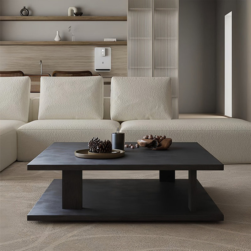 Table basse simple et moderne, H 14,96 po x L 31,49 po x l 31,49 po, Noir